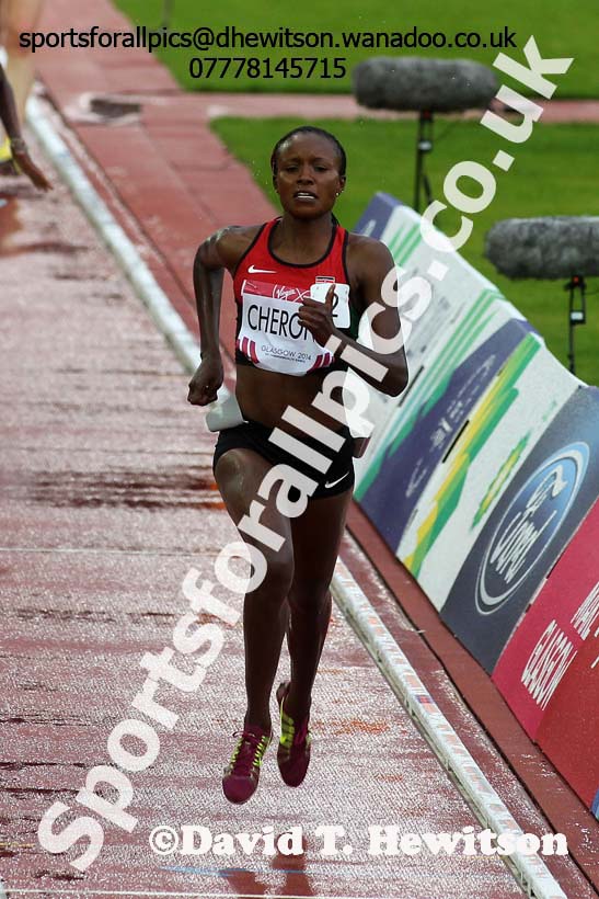 Mercy Cherono (Kenya) wins the womens 5000 metres at the Commonwealth Games, Glasgow. Photo: David T. Hewitson/Sports for All Pics